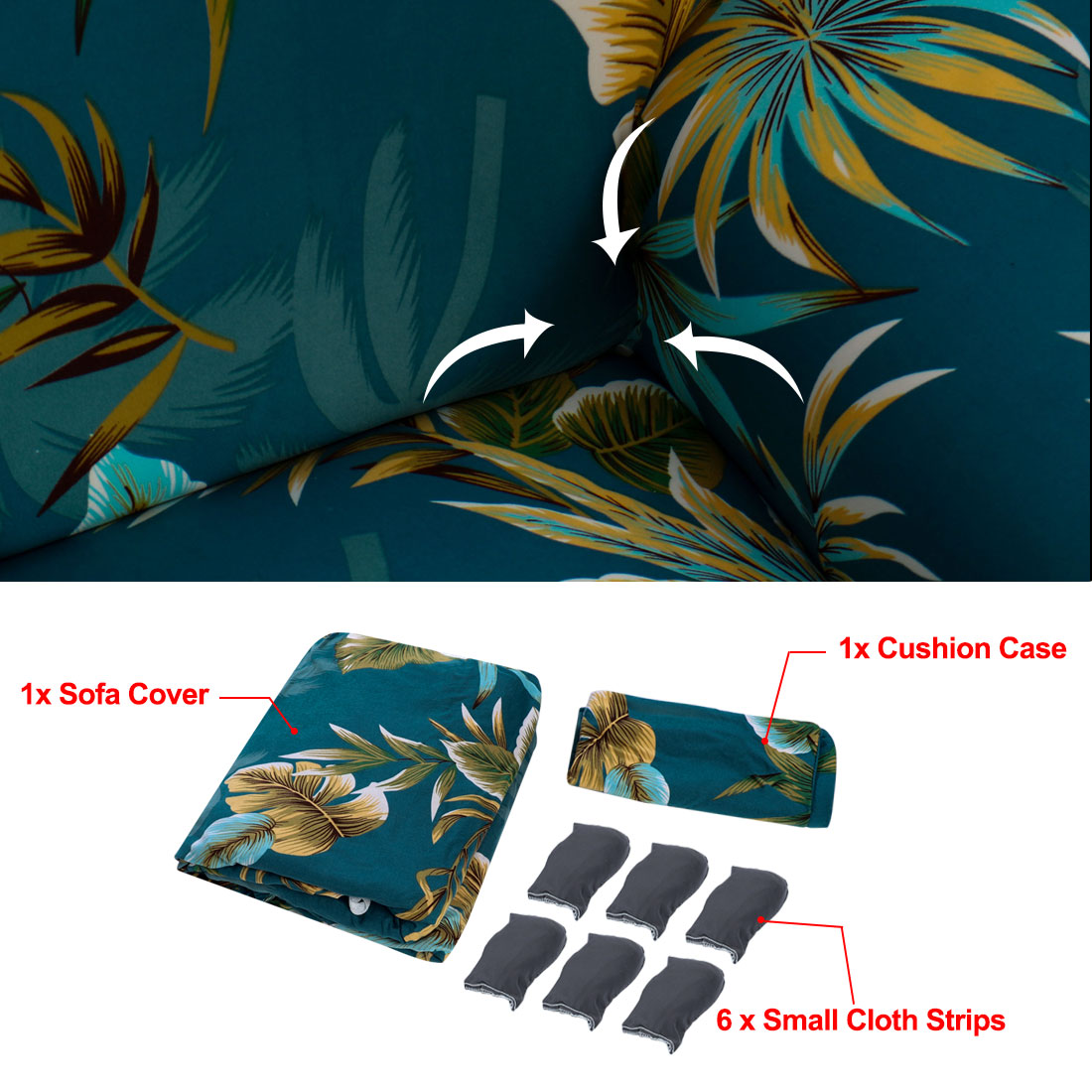 Unique Bargains 1-Piece Oriental Printed Stretch XL Sofa Couch Cover, Green