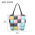 thumbnail image 5 of FORMRS Womens Canvas Tote Bag with Zipper Inner Pocket Shoulder Handbag, Gray Checkered Pattern, 5 of 7