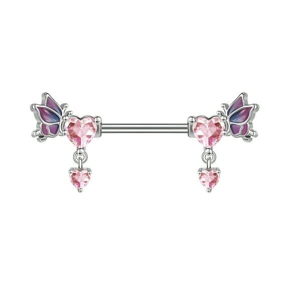 DESIGNICE 14G Surgical Steel Nipple Ring CZ Opal Nipple Piercing for Women Barbell Jewelry-Style 3