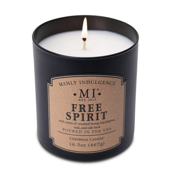 Manly Indulgence Classic Free Spirit Scented Jar Candle, 16.5 oz, 60h Burn, Fresh