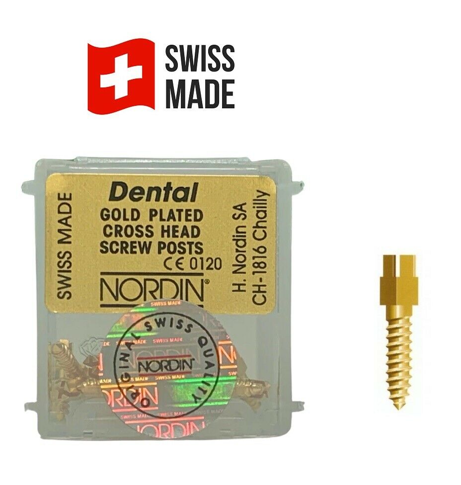 NORDIN Dental Gold Plated Screw Post ORIGINAL All Sizes Refill of Kit 12 posts Size L1