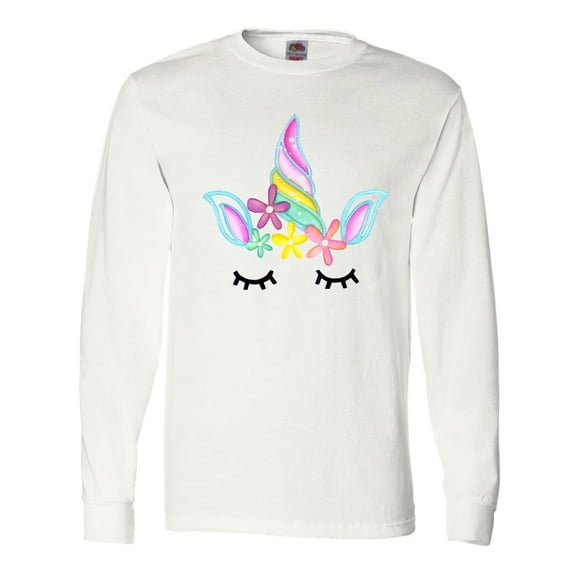 Inktastic Unicorn Face Long Sleeve T-Shirt