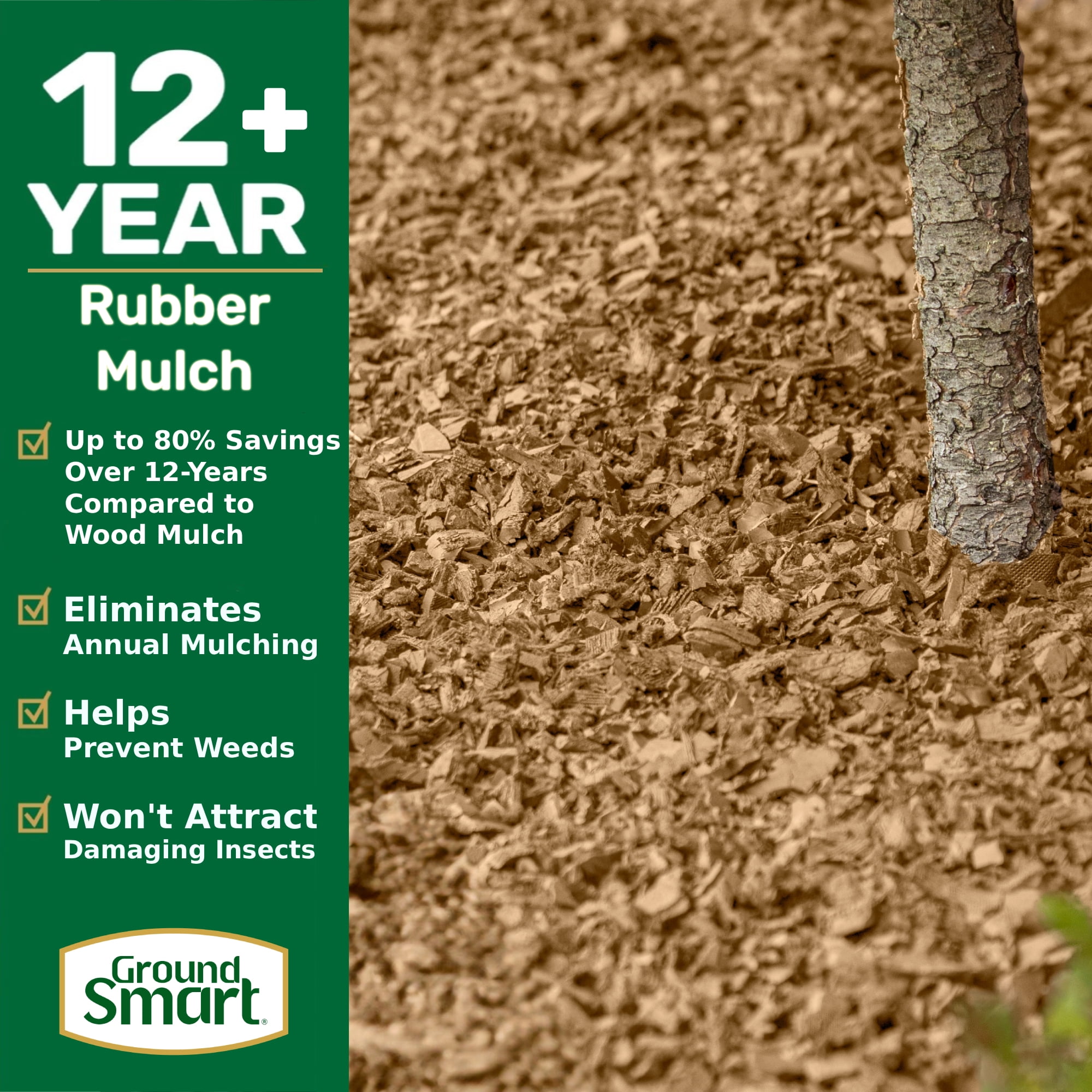 GroundSmart 12+ Year Cypress Rubber Mulch, 37.5 Cu Ft