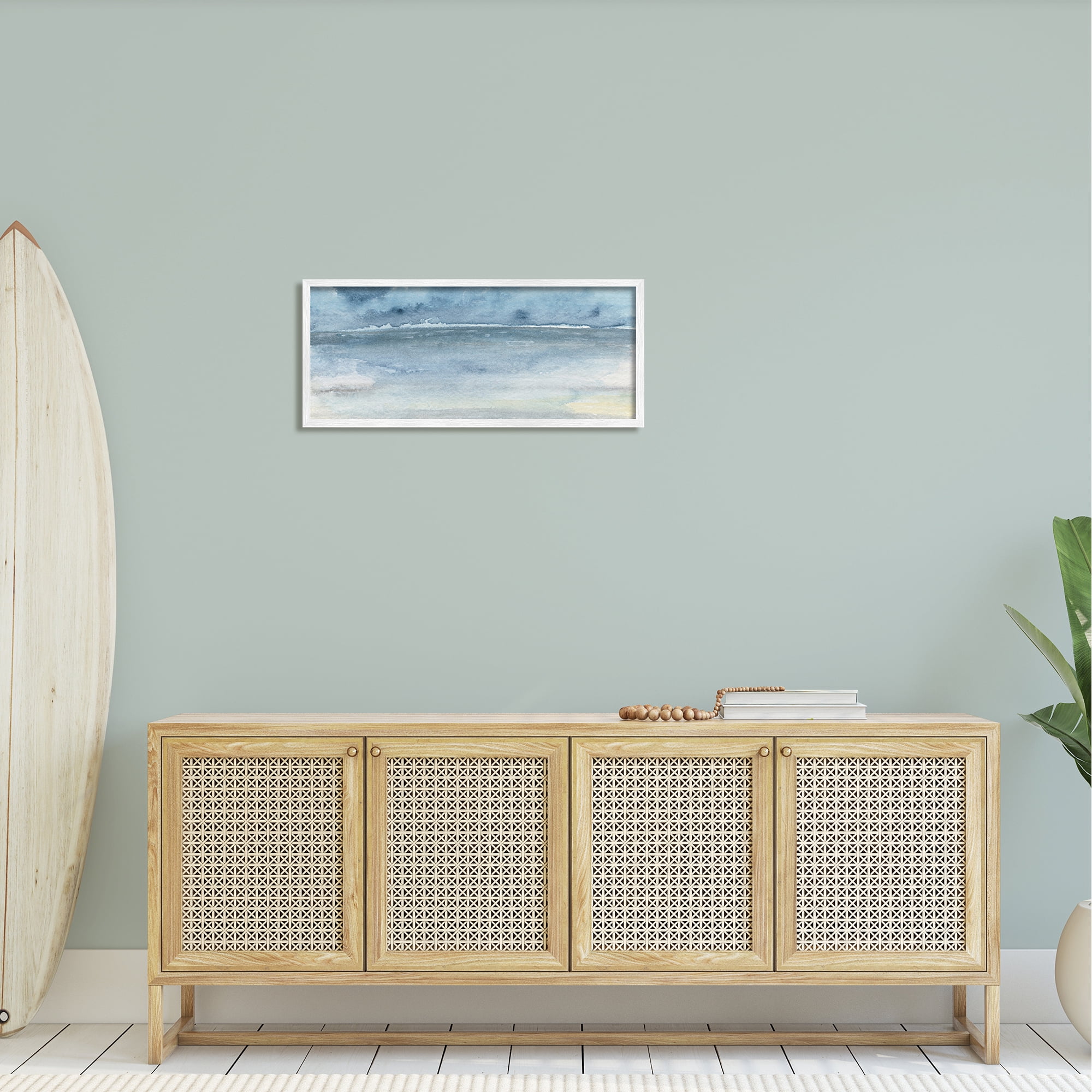 Stupell Abstract Sea Waves Tide Landscape Painting White Framed Art Print Wall Art