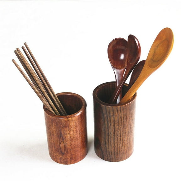 COSMOBETTY Tableware Utensil Holders Wood for Kitchen Utensils 1Pcs 3.4x3.4x5in