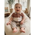 thumbnail image 4 of Cenuakty Baby Boy Summer Romper Fashionable Contrast Color Striped Short Sleeve Turn Down Collar Jumpsuit, 4 of 9