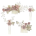 thumbnail image 1 of Toyvian 4pcs Wedding Handmade Fashion Hair Comb Set Floral Bridal Headpiece Hair Accessories Rhinestone Wedding Dress Accessories (Pink), 1 of 3