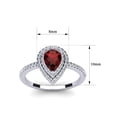 thumbnail image 5 of SuperJeweler 1 Carat Pear Shape Garnet and Double Halo Diamond Ring In Sterling Silver For Women, 5 of 6