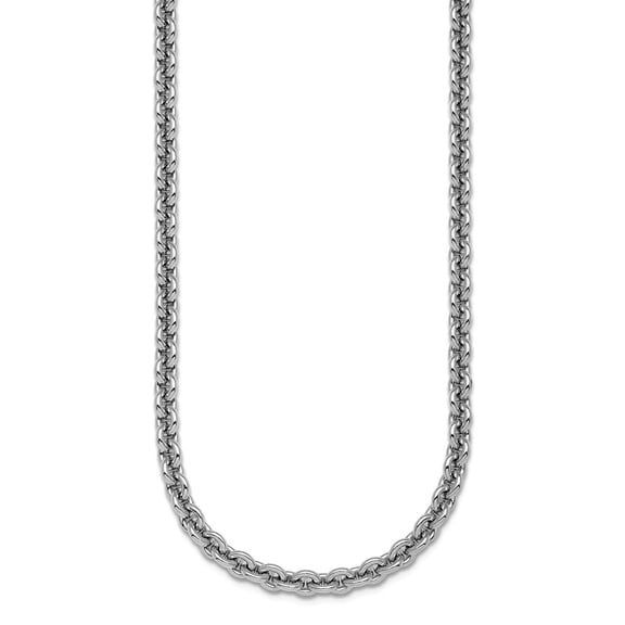 925 Sterling Silver Rhodium Plated 3.8mm Round Link Chain Necklace 20 Inch Chain Necklace for Women and Men