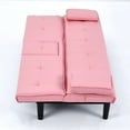 thumbnail image 6 of Futon Sofa Bed, Modern Folding Futon Set with 2 Cup Holders, Convertible Recliner Lounge for Living Room, Apartment, Office, Pink, 6 of 9