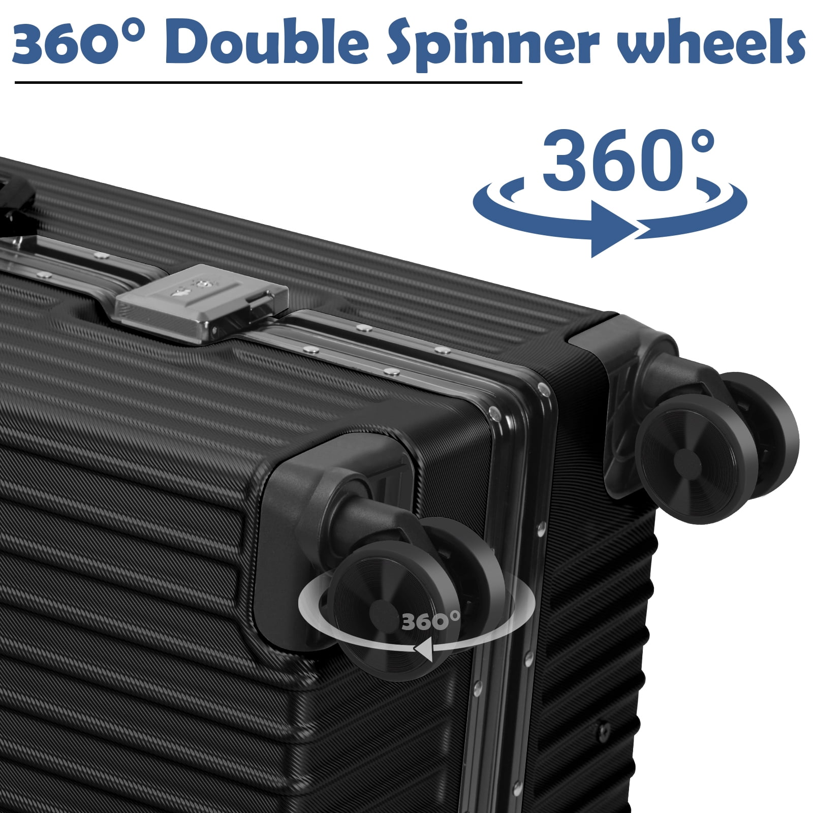 2-Piece Hardshell Luggage Set, 20& 28" Aluminum Frame Hardshell Spinner Luggage, Airline Approved Carry-On Luggage, TSA Lock, 360° Quiet Wheels, Large Suitcase for Travel