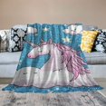 thumbnail image 2 of Autua Unicorn Stars Clouds Warm Lightweight Blanket Soft Fleece Throw Blanket Living Rooms Sofa Decor Cow Gifts All Seasons Plush Blankets 60x80in, 2 of 6