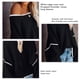 thumbnail image 5 of Suéter de punto con cuello redondo para mujer, manga larga, suelto, con hombros caídos, tops con borde blanco para otoño invierno negro M, 5 of 5