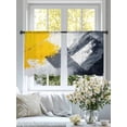 thumbnail image 4 of Abstract Color Block Sheer Curtains 45 Inches Long 2 Panels Yellow Black Oil Painting Style Light Filtering Semi Sheer Window Curtains Drapes for Bedroom Living Room 52"x45", 4 of 7