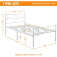 thumbnail image 2 of Bed FramesPlatform Bed with Headboard and Footboard Graceful Scroll Metal-Framed Bed for Dorm, Home, Ground Clearance: 12.6''/ Twin Bed/White, 2 of 5