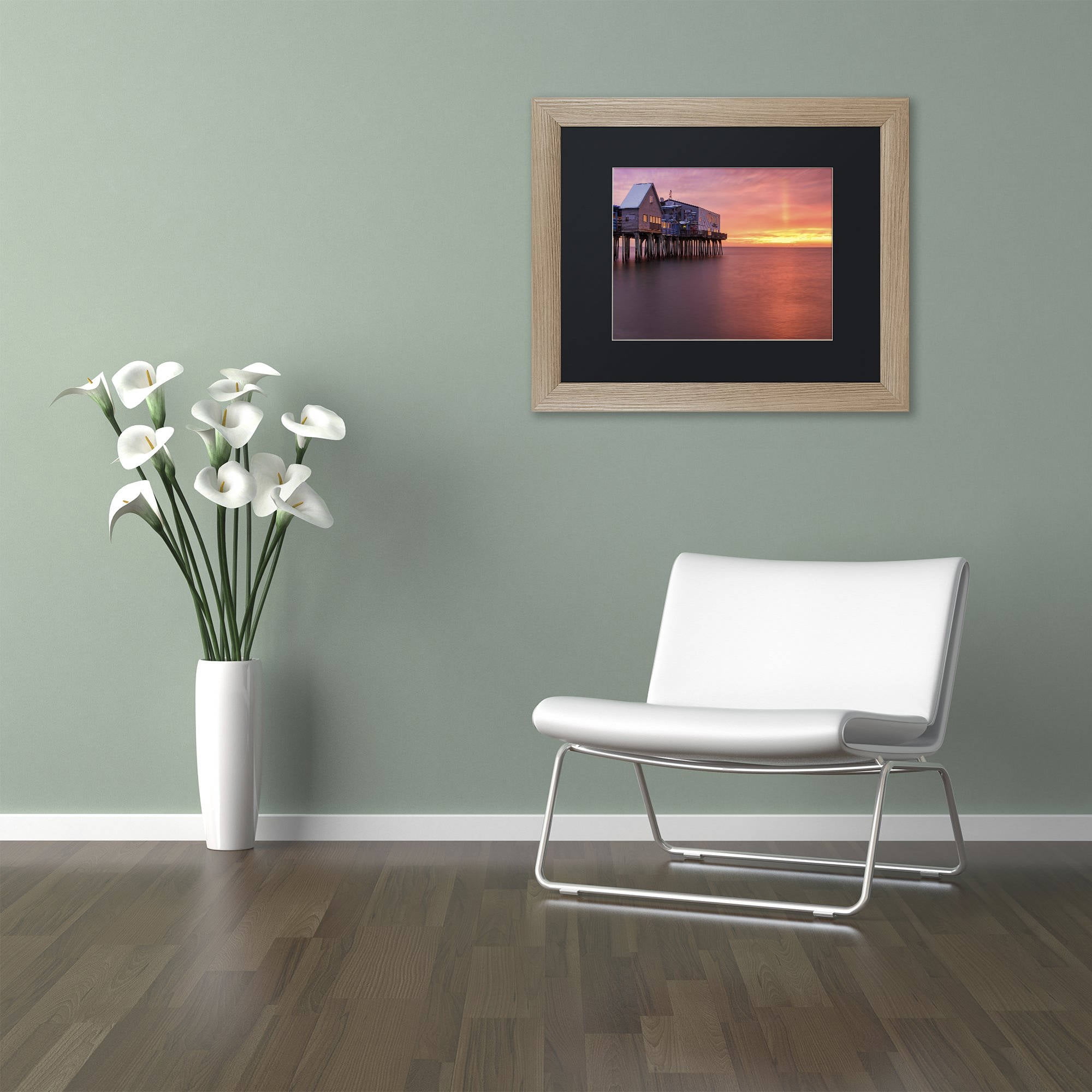 Trademark Fine Art "Crimson Pier" Canvas Art by Michael Blanchette Photography Black Matte, Birch Frame