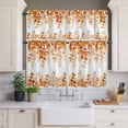 thumbnail image 3 of Kitchen Window Curtains Valance and Tier Set, Orange Watercolor Leaves on White Rod Pocket Tier Curtain Valance Set, Farm Eucalyptus Leaves Light Filtering Cafe Curtains for Bedroom Living Room, 3 of 9