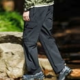thumbnail image 4 of Qulqfy Big and Tall Pants Men Cargo Baggy Black Stretch Pants Elastic Waist 4 Pockets Wide Leg Pants Hiking Pants for Men L, 4 of 9