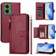 thumbnail image 1 of Funda para Motorola MOTO G35 con cremallera tipo cartera, tarjetero, marco de fotos, soporte y cordón, de piel sintética. rojo, 1 of 5