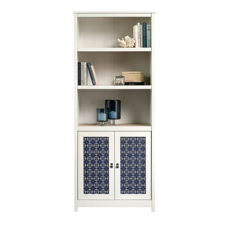 Sauder cottage road library on sale with doors soft white