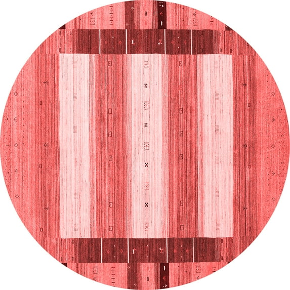 Ahgly Company Indoor Round Abstract Red Contemporary Area Rugs, 3' Round