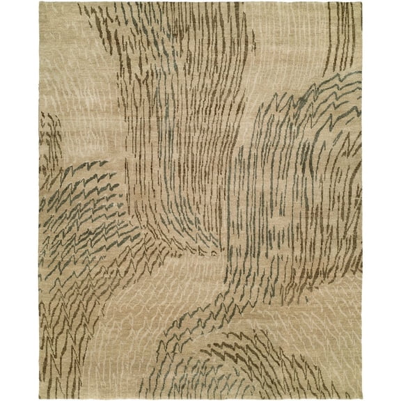 Kalaty Natori Dynasty Area Rug ND-312 Contemporary Beige Geometric, Beige, 4' x 6'