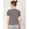 thumbnail image 2 of Moomaya Printed Cotton Tops For Women V Neck Short Puff Sleeve Regular Fit Top, 2 of 8