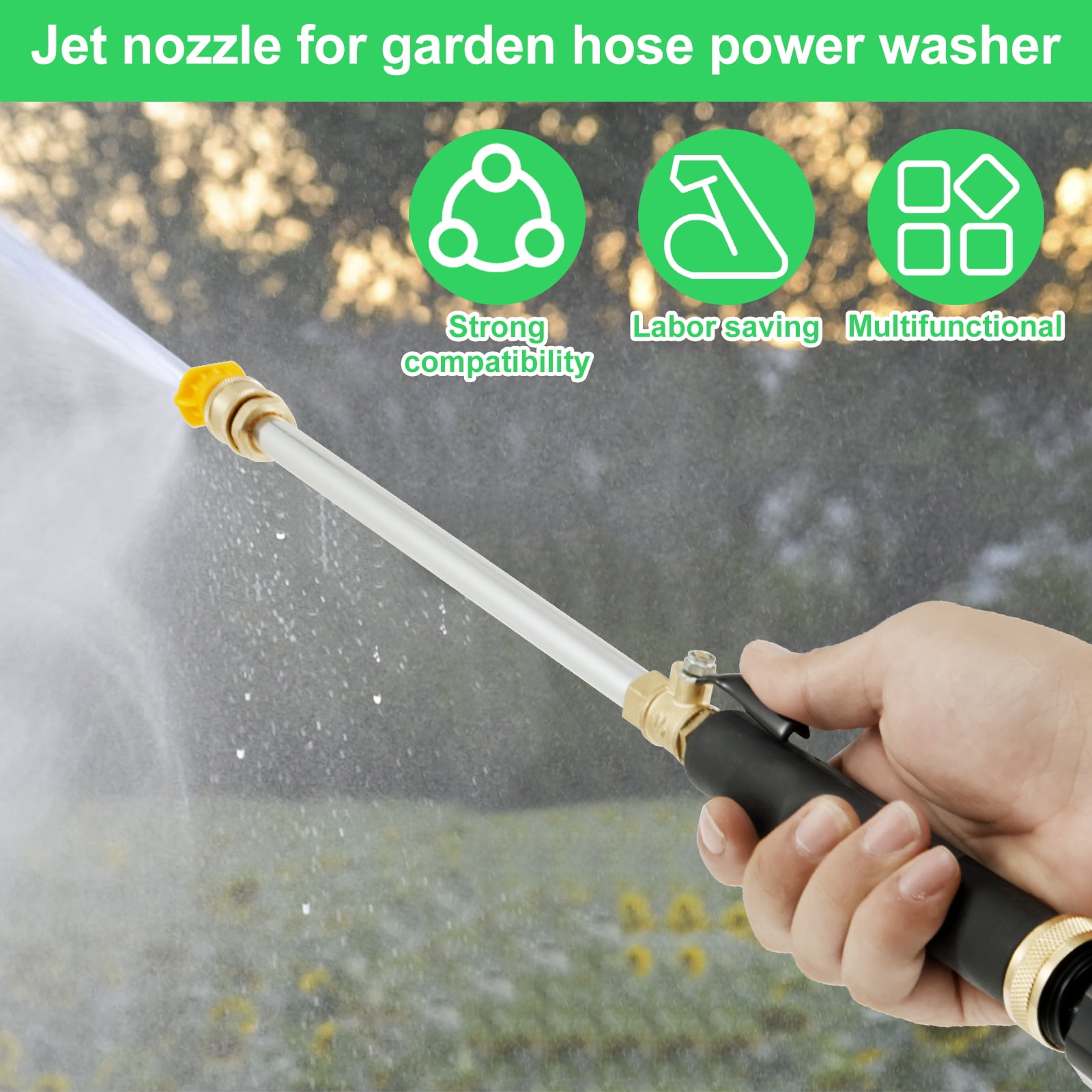 Upgraded Jet Nozzle High Pressure Hose Nozzle for Garden Hose, Jetnozzle High Pressure Washer Tools With 5 Different Nozzles and Quick Connectors for Car Pet Patio Window Washing