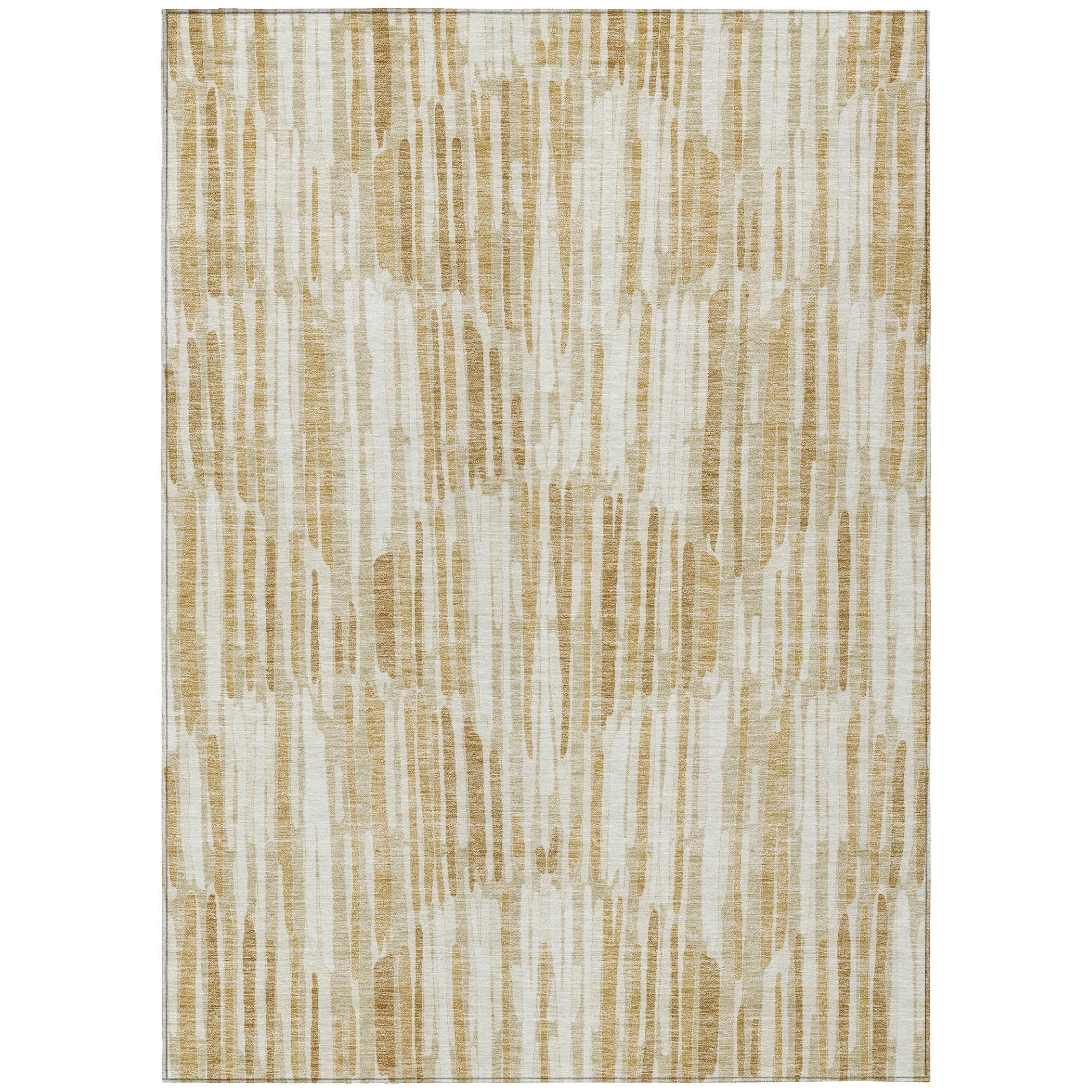 Addison Rugs Chantille Indoor/Outdoor Transitional Lines Gold Washable Rectangle Rug, 2'6" x 3'10"