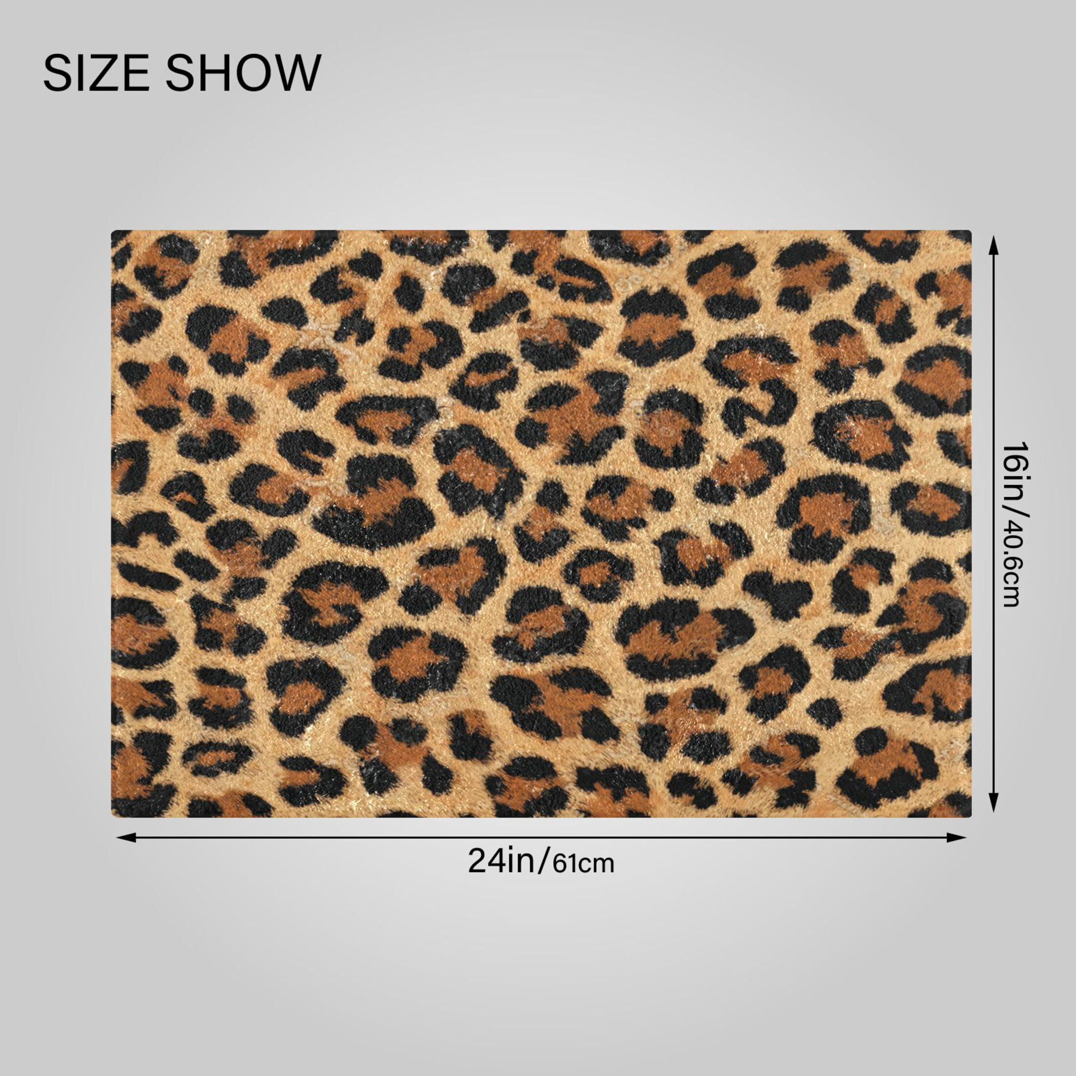 RMDQTR 2PCs Bathroom Rugs Set Plush Toilet Base Mat 16" × 24" Bath Mat and 20" × 24" U Shape Soft Rugs Non Slip Absorbent Wild Amber Cheetah