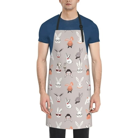 

Picia Various Rabbits Waterproof Apron for Unisex Adult - Adjustable Bib Apron with Pockets Ideal for Cooking Gardening Painting and Household Chores