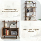 Weselon 5 Tier Open Display Shelves with Doors , Arched Design, Adjustable Shelves and Doors Storage, Adjustable Foot Pad, Brown - Walmart.com