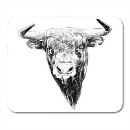 KDAGR Head Bull Sketch Vector Graphics Black and White Monochrome Figure Mousepad Mouse Pad Mouse Mat 9x10