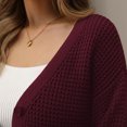 thumbnail image 6 of QUALFORT 100% Cotton Cardigan Sweaters for Women, V Neck Button Down Chunky Knit Cozy Relaxed Fit Sweater Cardigan, Burgundy S, 6 of 9