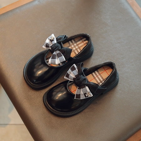 

Little Girls PU Leather Plaid Ribbon Strap Rhinestone Flower Mary Jane Shoes W368 Sizes 7.C-12.5C