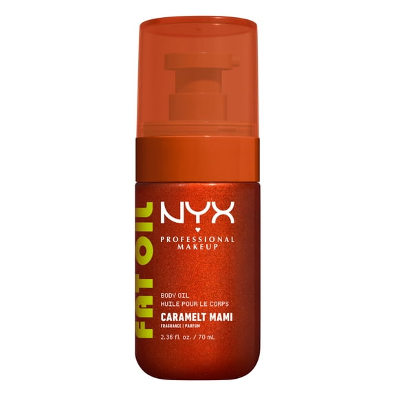 NYX Professional Makeup Fat Oil Hydrating Body Oil for Body Glow with Avocado Oil & Vitamin C, Caramelt Mami, 2.36 fl oz