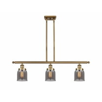 916-3I-BB-G53 Innovations Lighting Bell - 3 Light Stem Hung Island In Industrial Style-10 Inches Tall and 36 Inches Wide-Brushed Brass Finish-Light