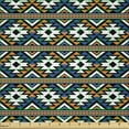 thumbnail image 2 of Ambesonne Boho Fabric by the Yard Microfiber, Geometrical Pattern, 1 Yard, Orange Blue and White, 2 of 2