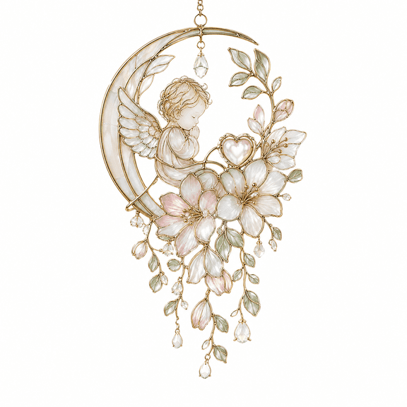 Memorial Suncatcher Angel Birth Flower Acrylic Window Hanging for Bereavement Gift