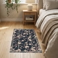 thumbnail image 3 of ODIKA 2'x3' Washable Accent Rug Pet Friendly, Bedside Mat Plum Branch Botanical Design With Traditional Scrollwork Border for Bedroom, Nursery, RV, 3 of 7
