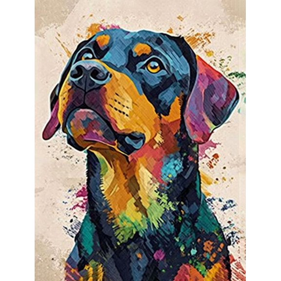 Colorful Rottweiler Portrait Decor Painting/Canvas Art,Suitable for Decorating Living Room, Bedroom,Its a Modern Animal Art Wall Decor.