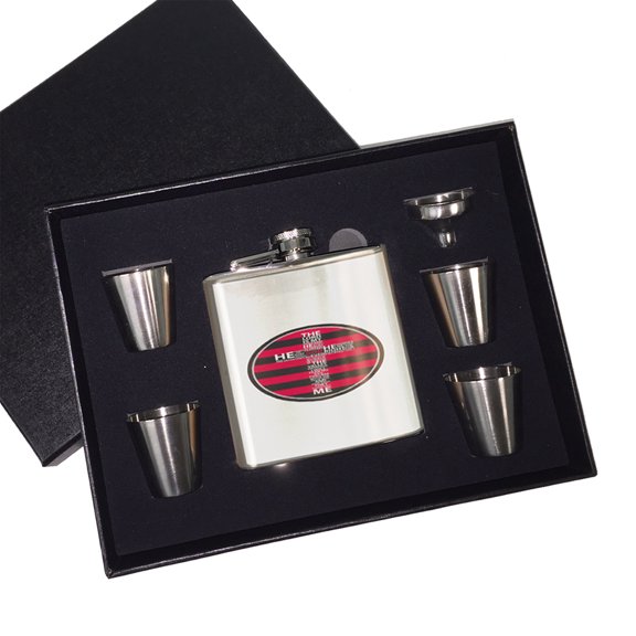 KuzmarK 6 oz. Stainless Steel Flask Set in Black Presentation Box -  Lords Prayer