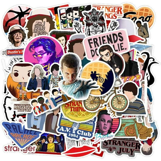 Stranger Things pegatina 100 PCS, vinilo impermeable pegatina para ordenador portátil coche motocicleta bicicleta equipaje calcomanía parches pegatina para monopatín pegatinas DIY