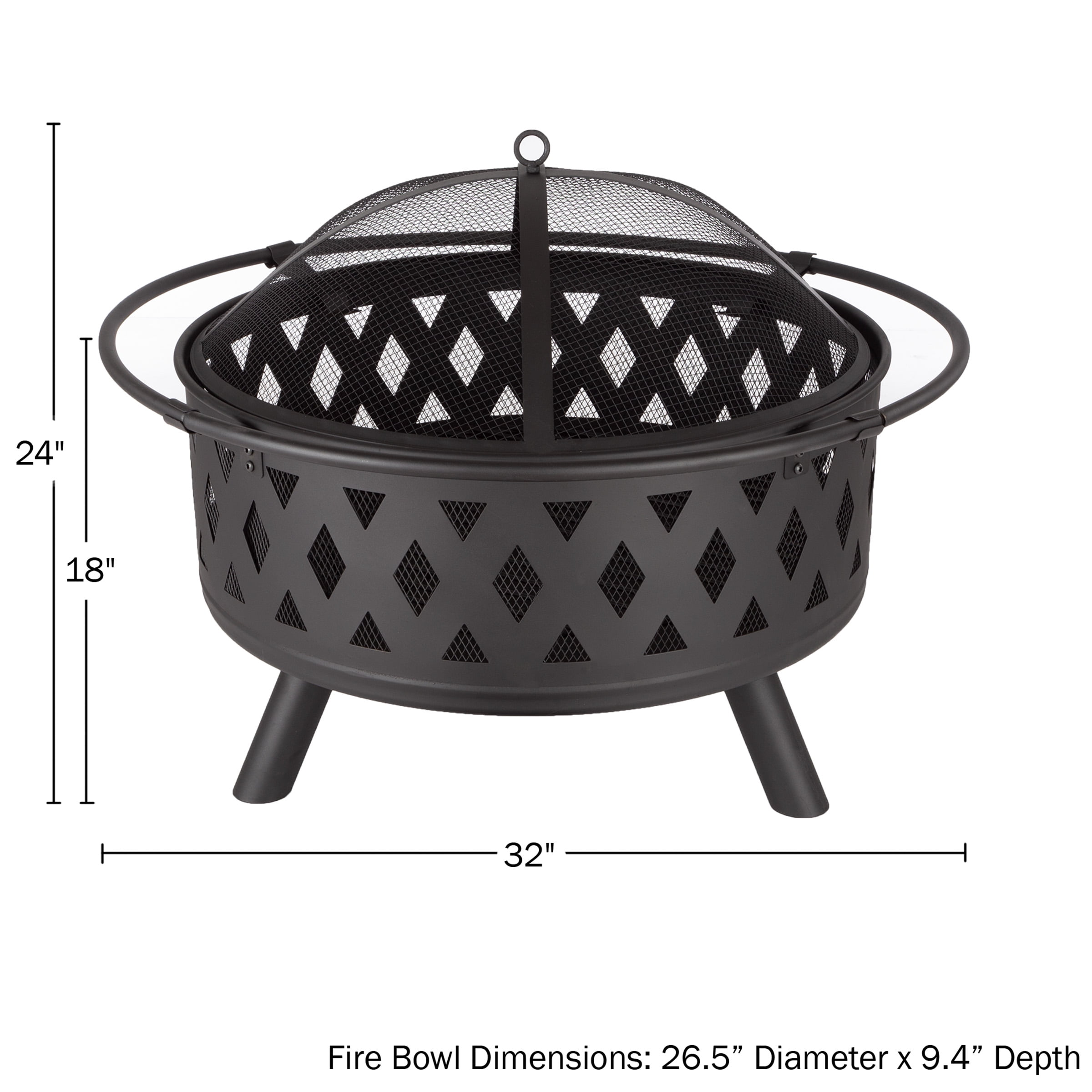 Pure Garden 32-Inch Outdoor Wood Burning Fire Pit with PVC Cover (Black)
