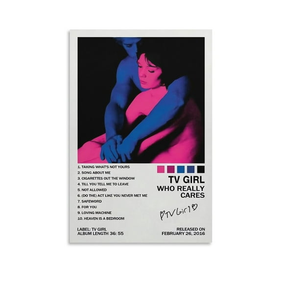 Poster De TV Girl Who Really Cares Music Album Poster 16 Wall Art Poster Scroll Canvas Painting Picture Living Room Decor Home 16x24inch(40x60cm)