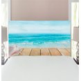 thumbnail image 1 of Seashells Headboard, Wooden Boardwald Sunshine Vacations Beach Theme, Upholstered Decorative Metal Bed Headboard with Memory Foam, Twin Size, Blue Beige, by Ambesonne, 1 of 4