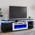 thumbnail image 3 of Amerlife Fireplace TV Stand with 36" Fireplace, 70" Entertainment Center, Black & White, 3 of 7
