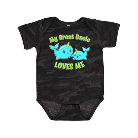 

Inktastic My Great Uncle Loves Me- Cute Narwhal Boys or Girls Baby Bodysuit