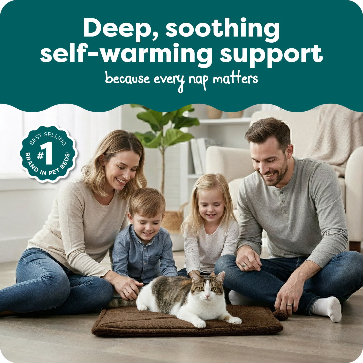 Furhaven ThermaNAP Self-Warming Cat Bed for Indoor Cats & Small Dogs, Washable & Reflects Body Heat - Quilted Faux Fur Reflective Bed Mat - Espresso, Small