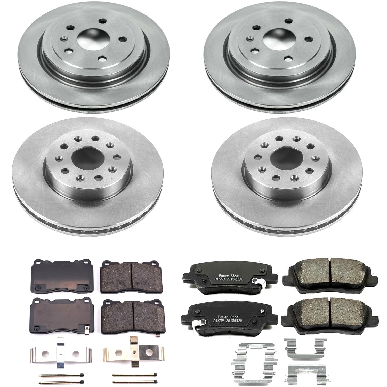 PowerStop Front and Rear Stock Replacement Brake Pad and Rotor Kit Fits: CADILLAC Select Models KOE7000